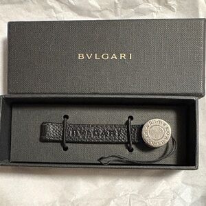 Bulgari Black Leather key ring